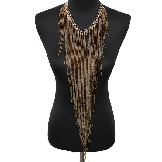 Ethnic Style Long Rice Bead Tassel Necklace