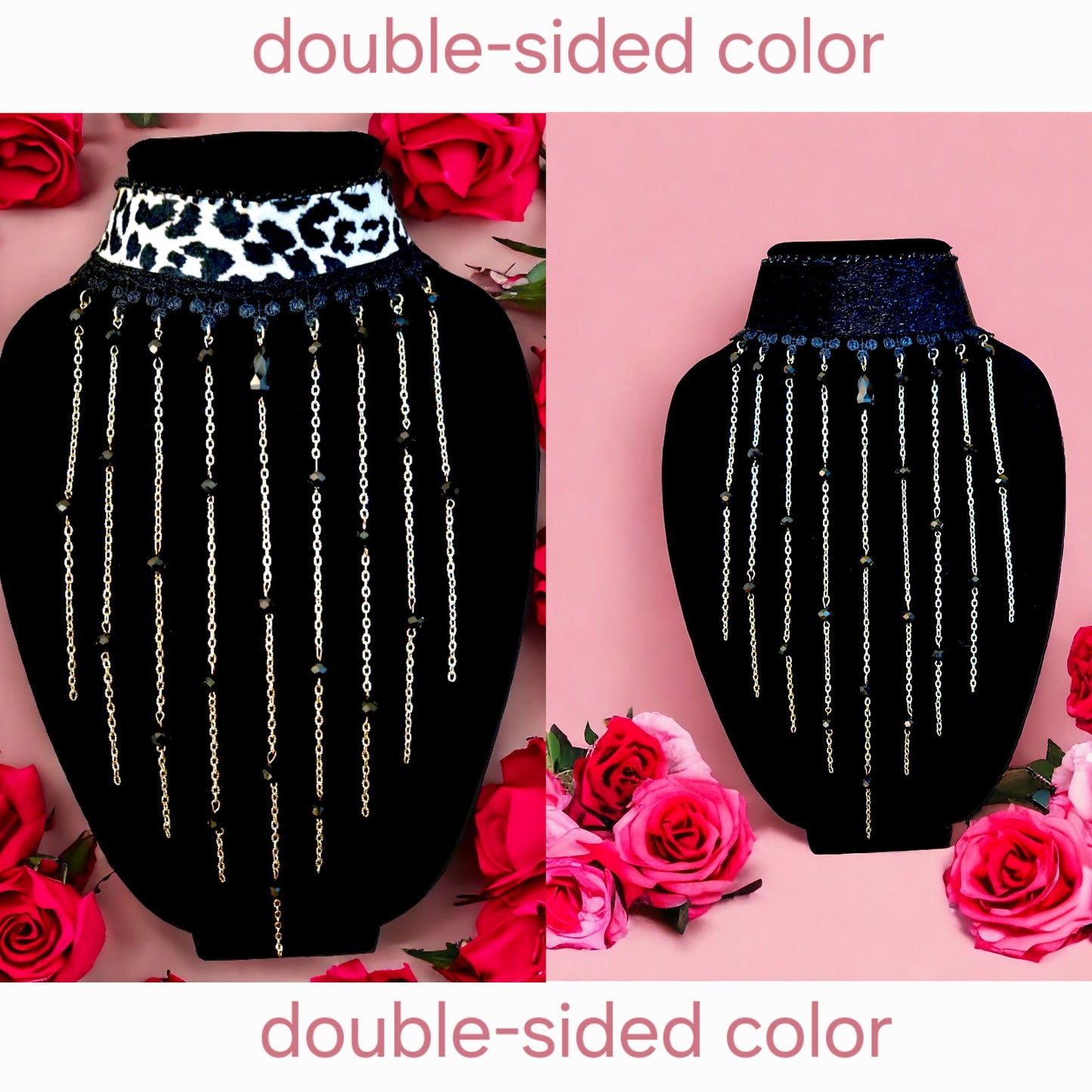 Double-sided color choker necklace