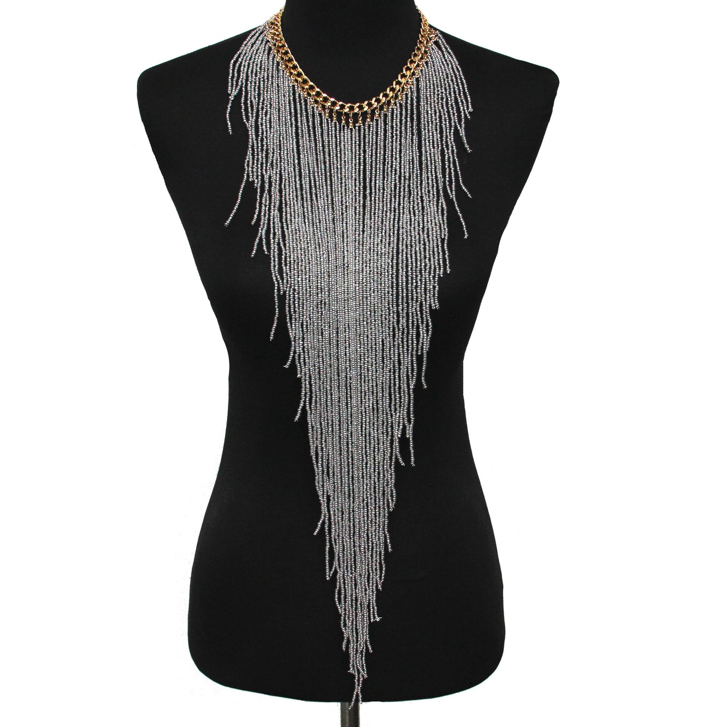 Ethnic Style Long Rice Bead Tassel Necklace