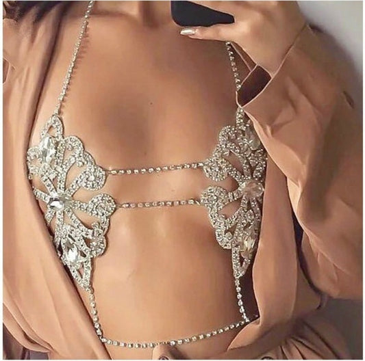 Crystal and Rhinestone Body chain Bralette | Statement Festival and Evening Wear