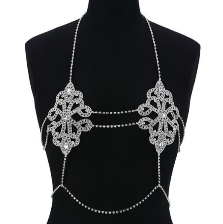 Crystal and Rhinestone Body chain Bralette | Statement Festival and Evening Wear