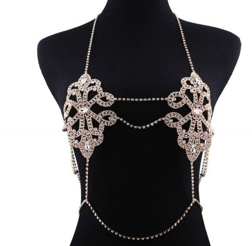 Crystal and Rhinestone Body chain Bralette | Statement Festival and Evening Wear