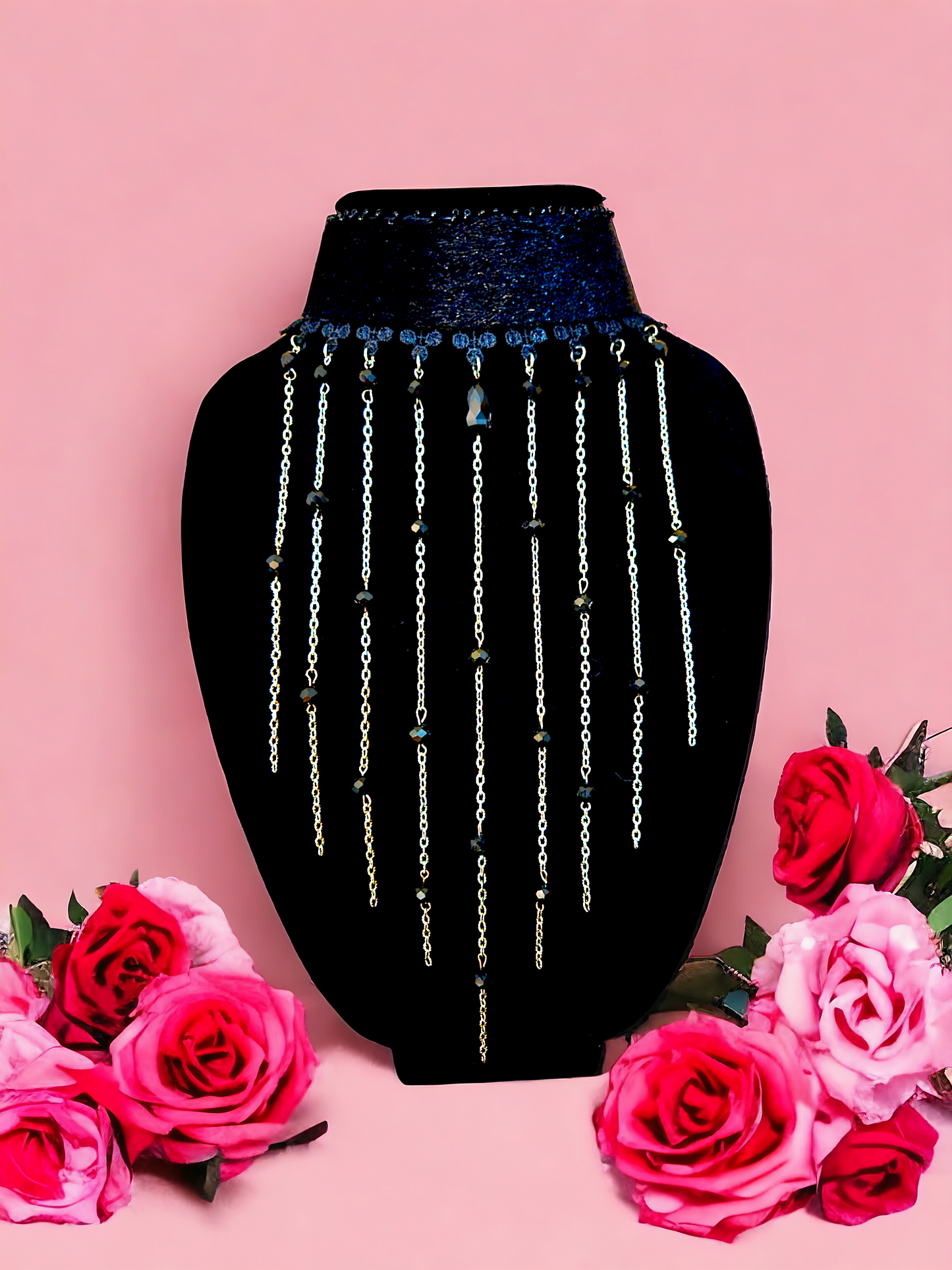 Double-sided color choker necklace