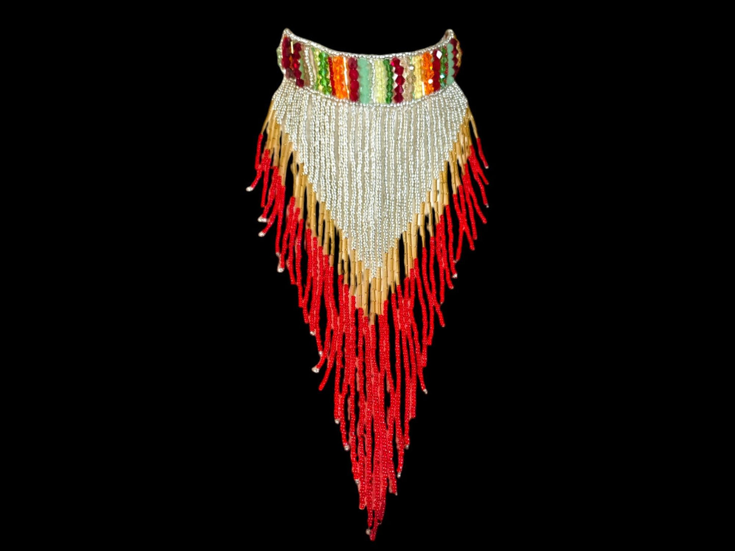 Colorful beaded fringe necklace