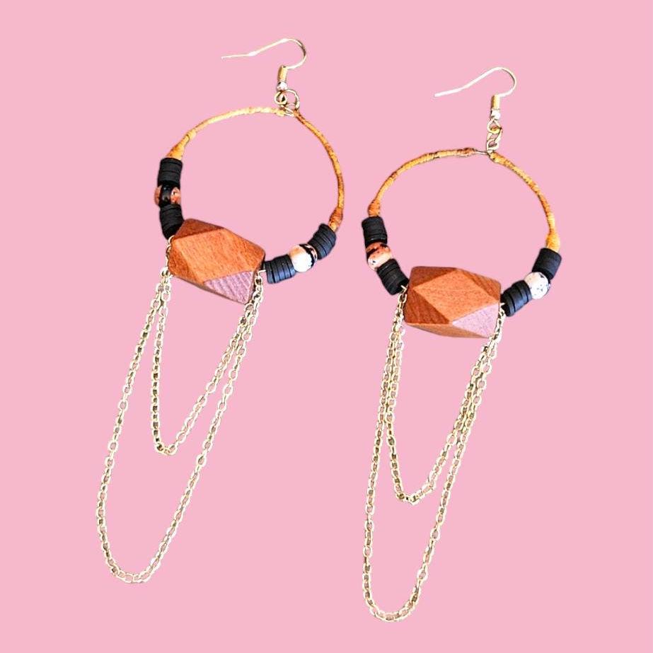 Boho hoop statement earrings