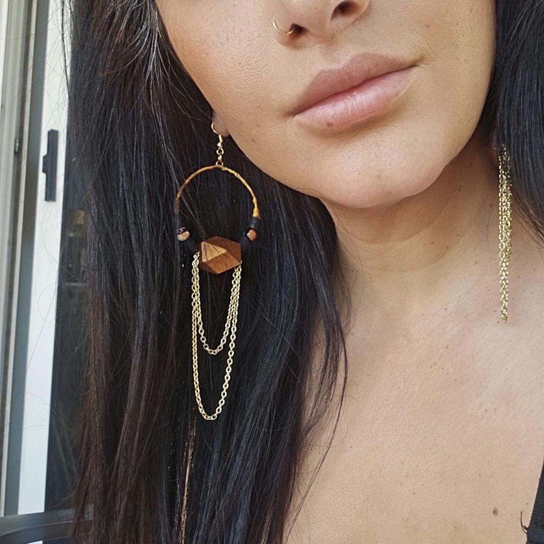 Boho hoop statement earrings