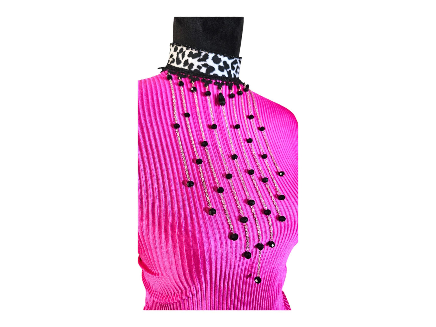 Leopard design choker fringe necklace