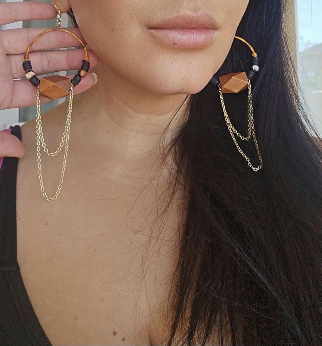 Boho hoop statement earrings