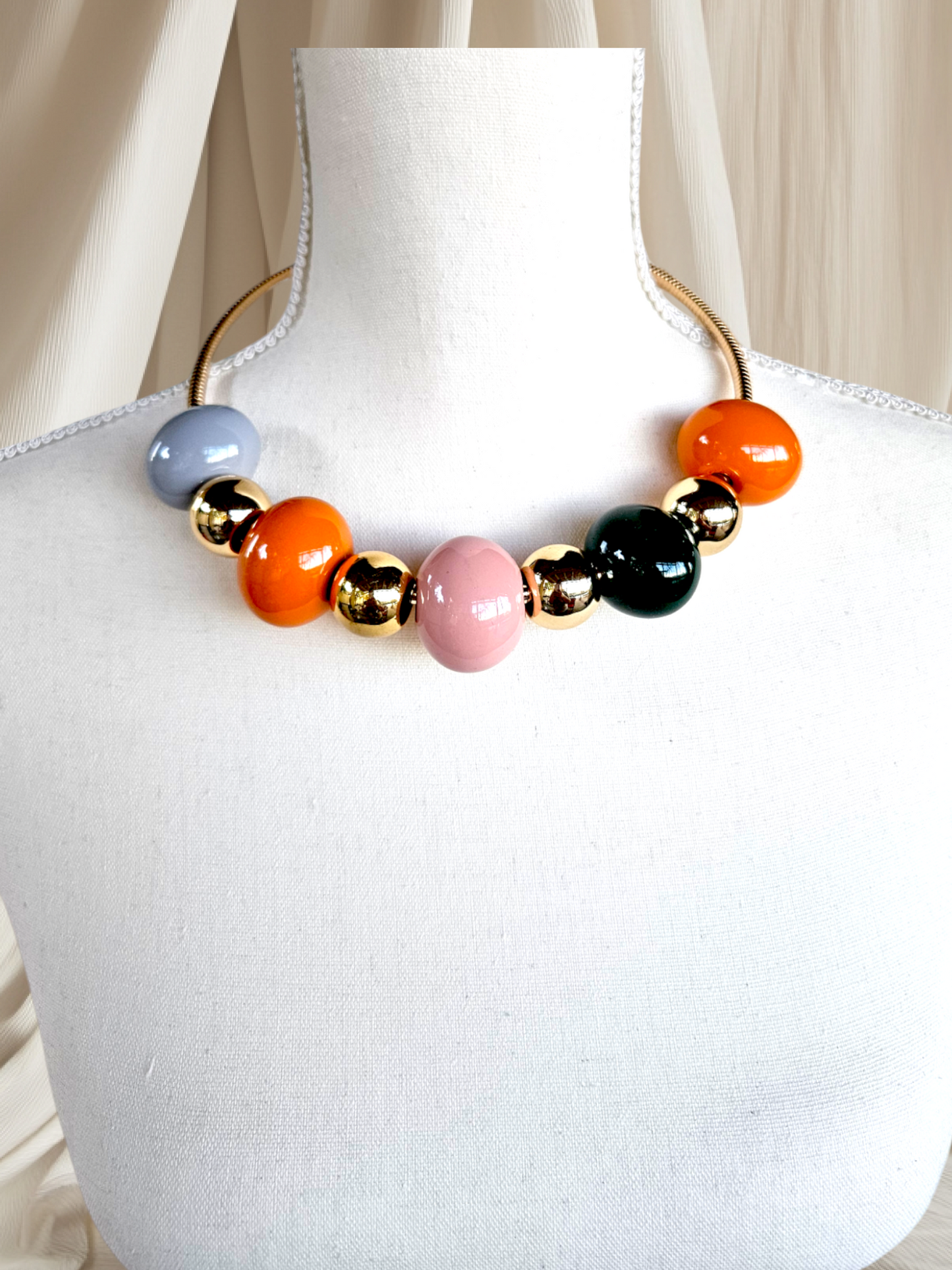 Multicolor Large Bubblegum Bead Chunky Choker Necklace