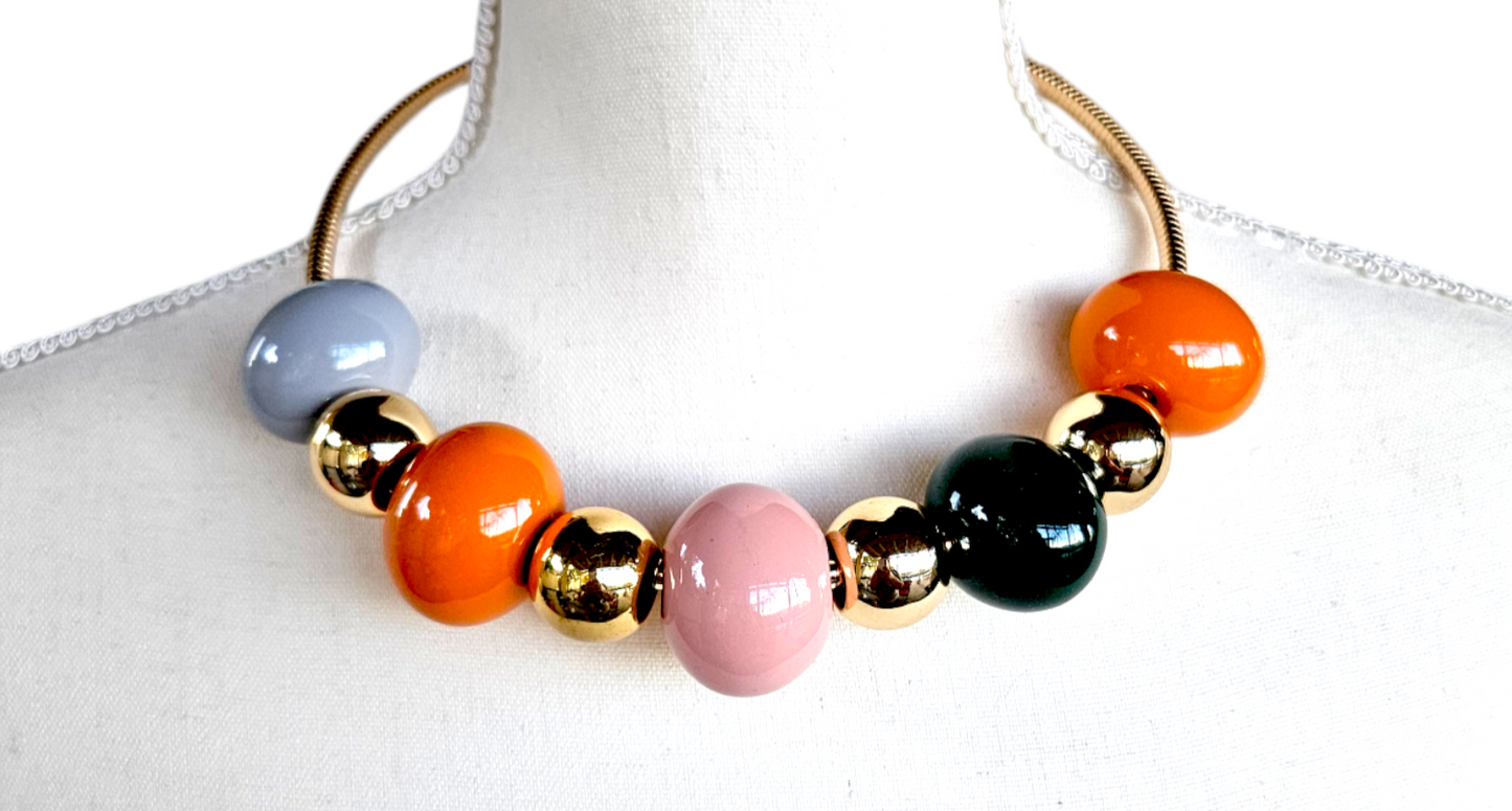 Multicolor Large Bubblegum Bead Chunky Choker Necklace