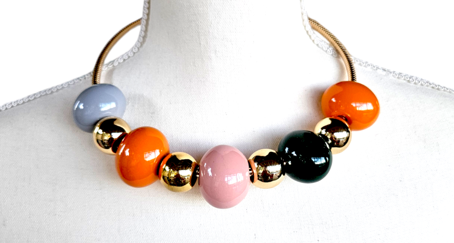 Multicolor Large Bubblegum Bead Chunky Choker Necklace